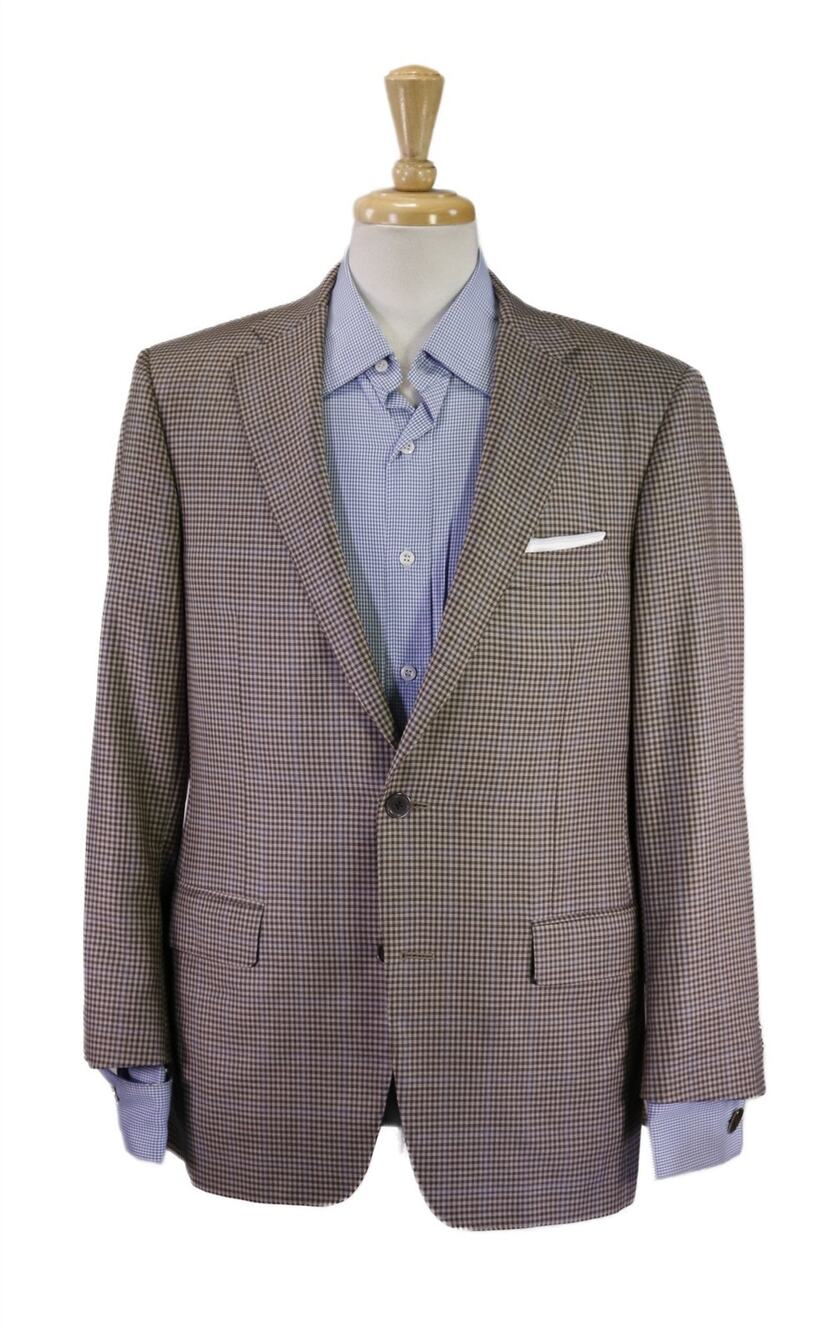 Samuelsohn Brown Gingham Check Super 130's Wool 2-Btn Sportcoat Blazer 40S
